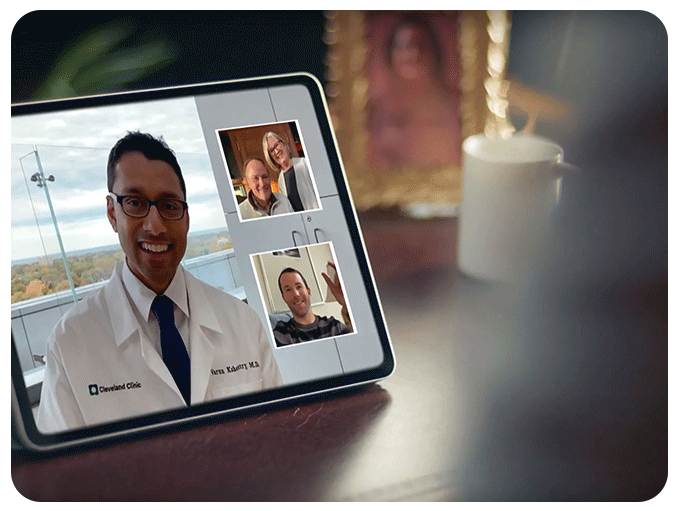 Cleveland Clinic doctor on tablet during virtual visit